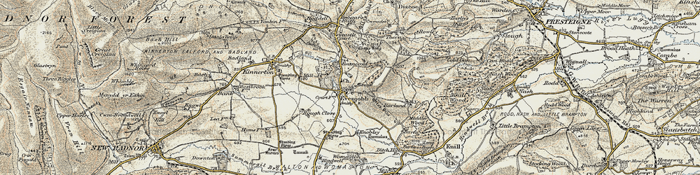 Old map of Evenjobb in 1900-1903