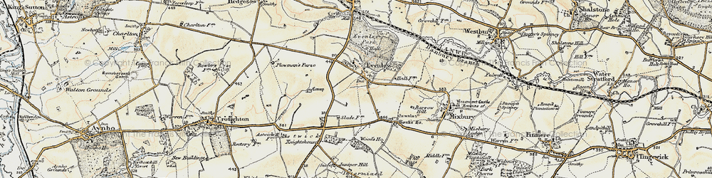 Old map of Evenley in 1898-1901
