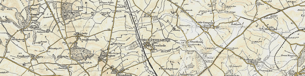 Old map of Evenlode in 1899