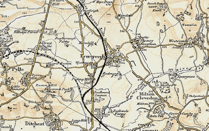 Old map of Evercreech in 1899