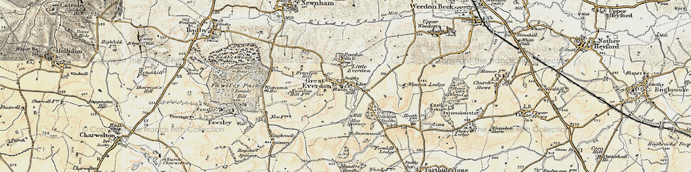 Old map of Everdon in 1898-1901