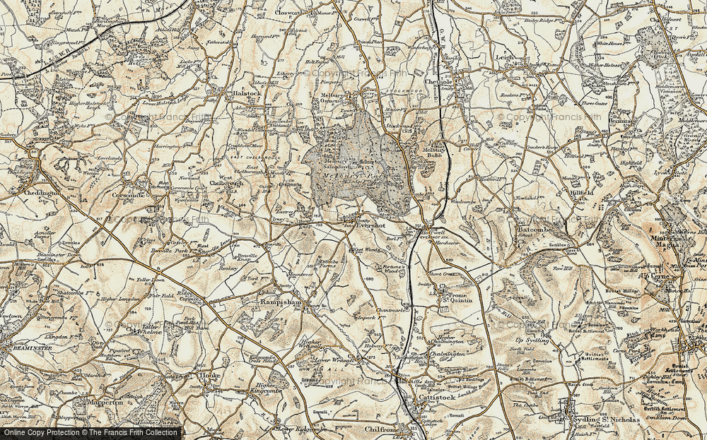 Old Map of Evershot, 1899 in 1899
