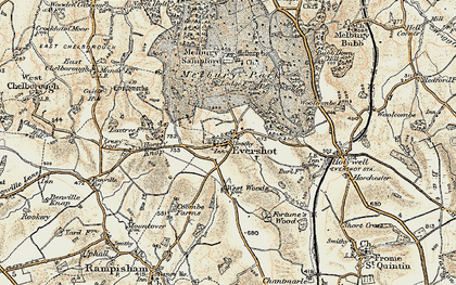 Old map of Evershot in 1899