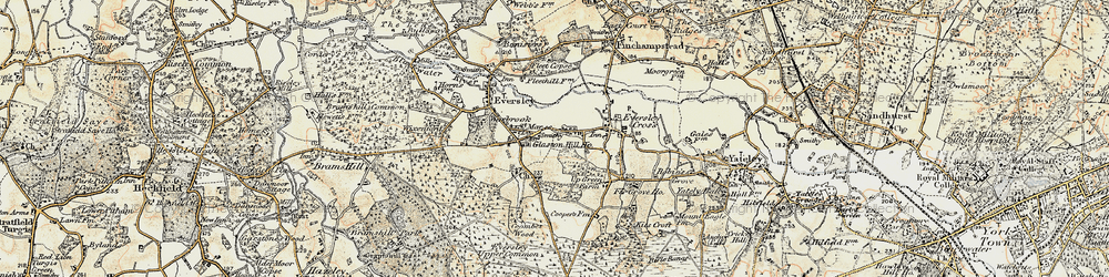 Old map of Eversley Centre in 1897-1909