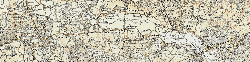Old map of Eversley Cross in 1897-1909