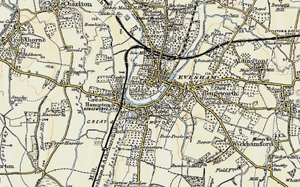 Old map of Evesham in 1899-1901
