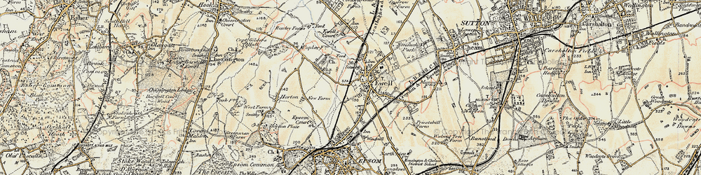 Old map of Ewell in 1897-1909