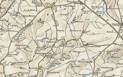 Old map of Bovey in 1900