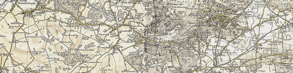 Old map of Ewshot in 1898-1909