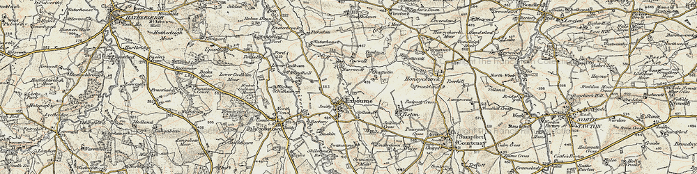 Old map of Exbourne in 1899-1900