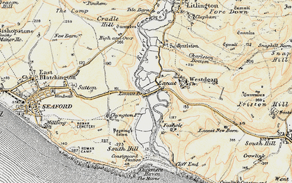 Old map of Exceat in 1898
