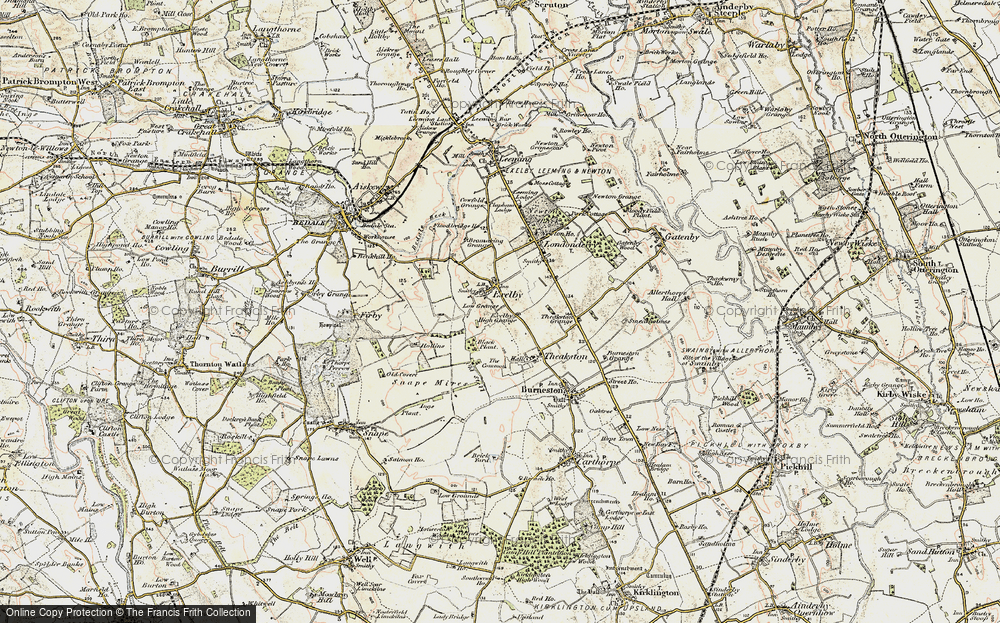 Old Map of Exelby, 1904 in 1904