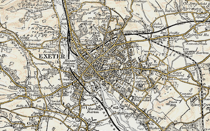 Old map of Exeter in 1899