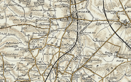 Old map of Exhall in 1901-1902