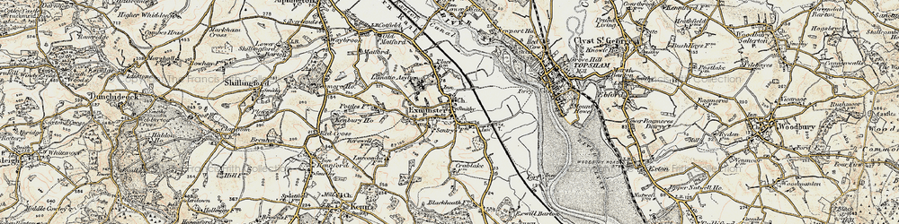 Old map of Exminster in 1899