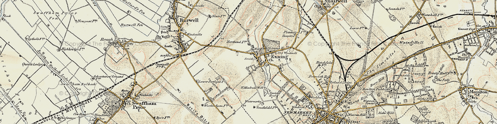 Old map of Exning in 1899-1901