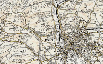 Old map of Exwick in 1899