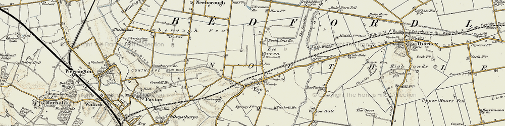 Old map of Eye Green in 1901-1902