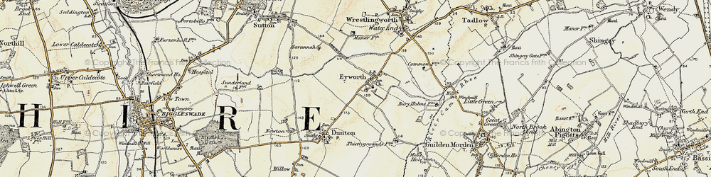 Old map of Eyeworth in 1898-1901