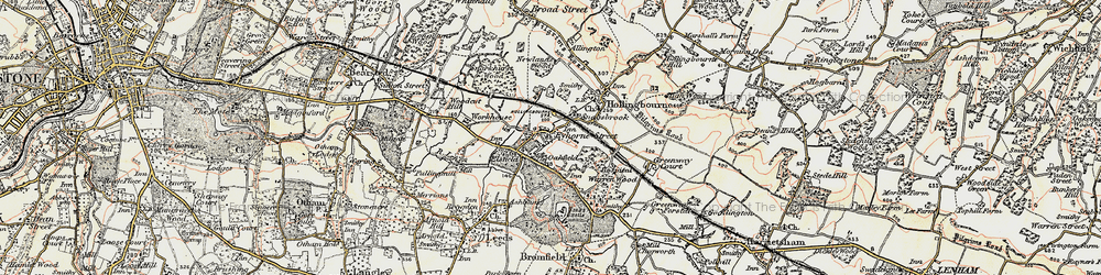 Old map of Eyhorne Street in 1897-1898
