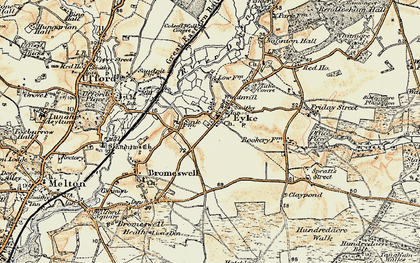 Old map of Eyke in 1898-1901