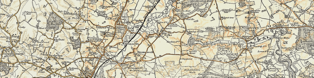 Old map of Eyke in 1898-1901