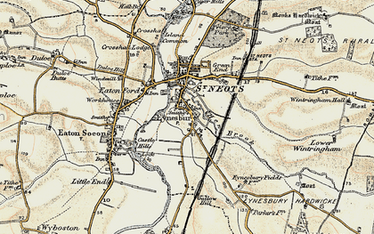 Old map of Eynesbury in 1898-1901