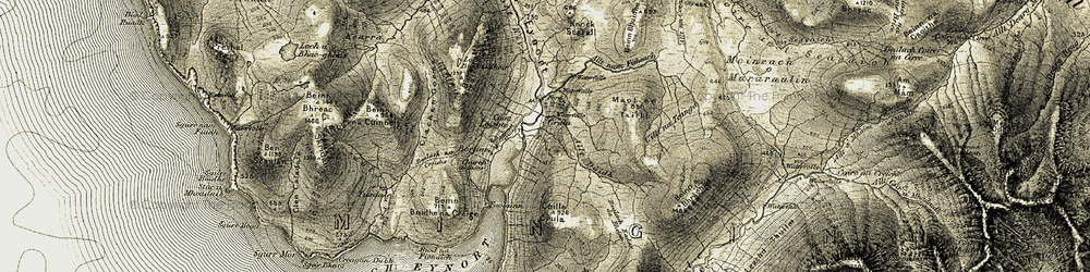 Old map of Allt Dabhoch in 1908-1909
