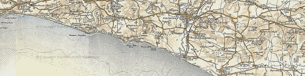 Old map of Eype in 1899