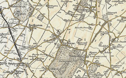 Old map of Eythorne in 1898-1899