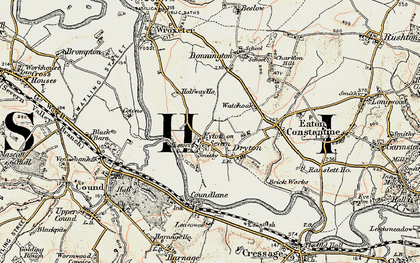 Old map of Eyton on Severn in 1902