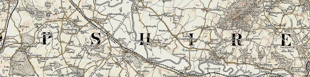 Old map of Eyton on Severn in 1902