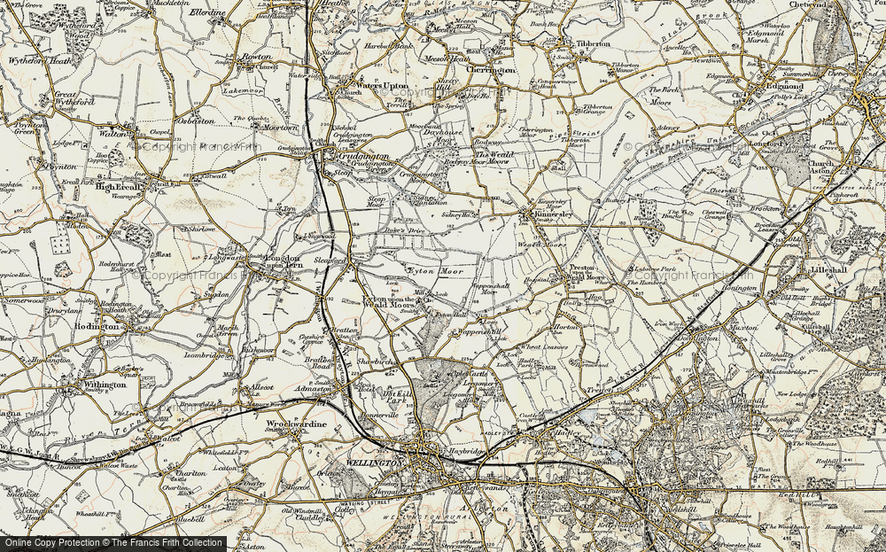 Old Map of Eyton upon the Weald Moors, 1902 in 1902