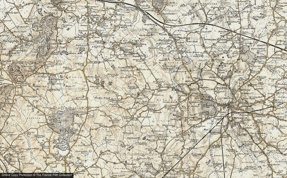Old Map of Historic Map covering Brindley Lea Hall in 1902