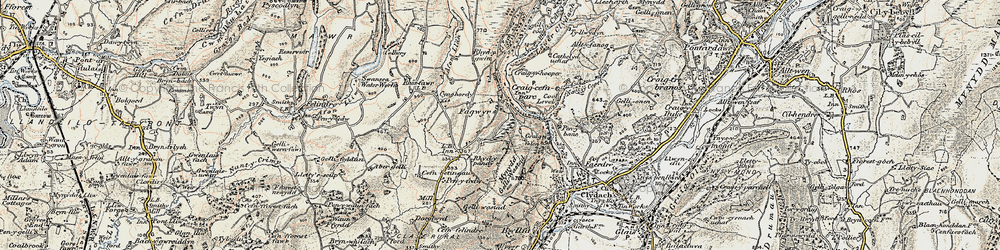 Old map of Fagwyr in 1900-1901