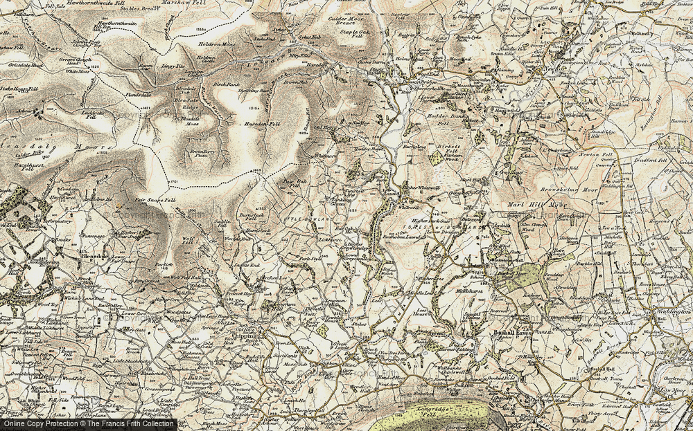 Old Map of Historic Map covering Burnslack in 1903-1904