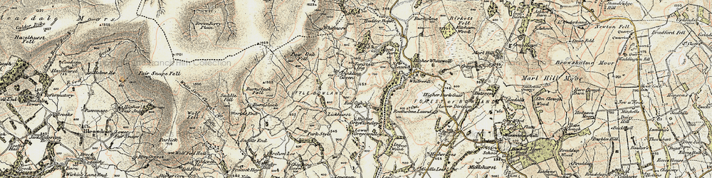 Old map of Burnslack Fell in 1903-1904