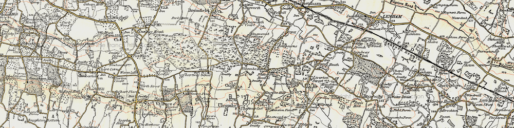 Old map of Fairbourne Heath in 1897-1898