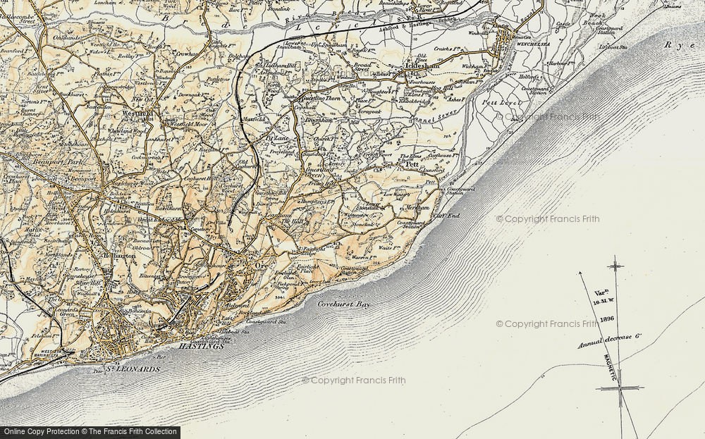 Old Map of Fairlight, 1898 in 1898