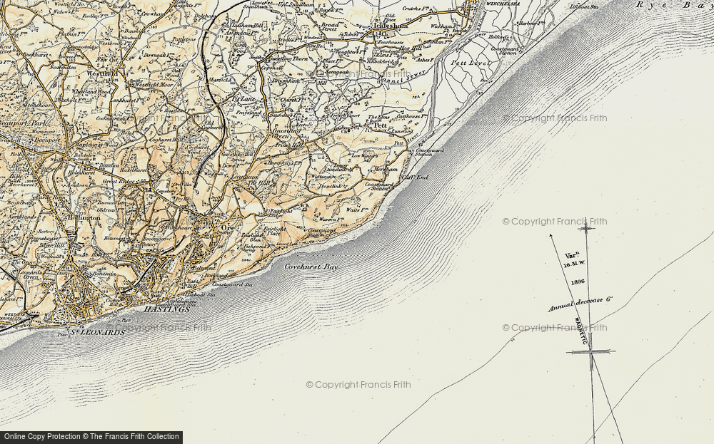 Old Map of Fairlight Cove, 1898 in 1898