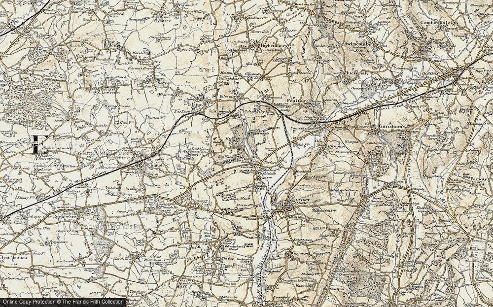 Old Map of Historic Map covering Escot Park in 1898-1900