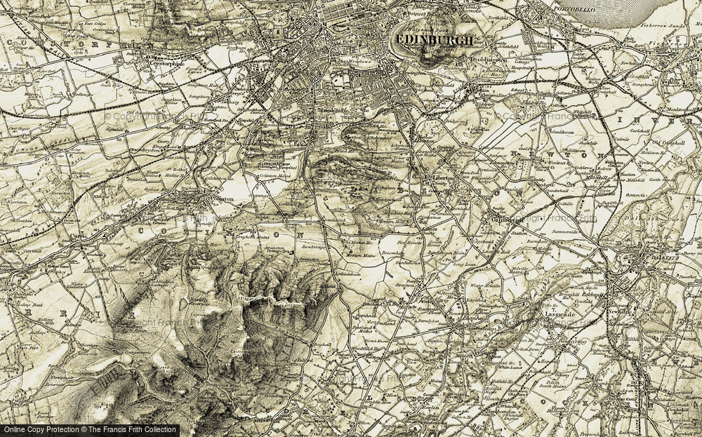 Old Map of Historic Map covering Braid Hills in 1903-1904