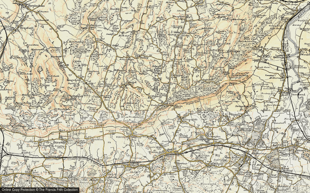 Old Map of Historic Map covering Wrotham Hill Park in 1897-1898