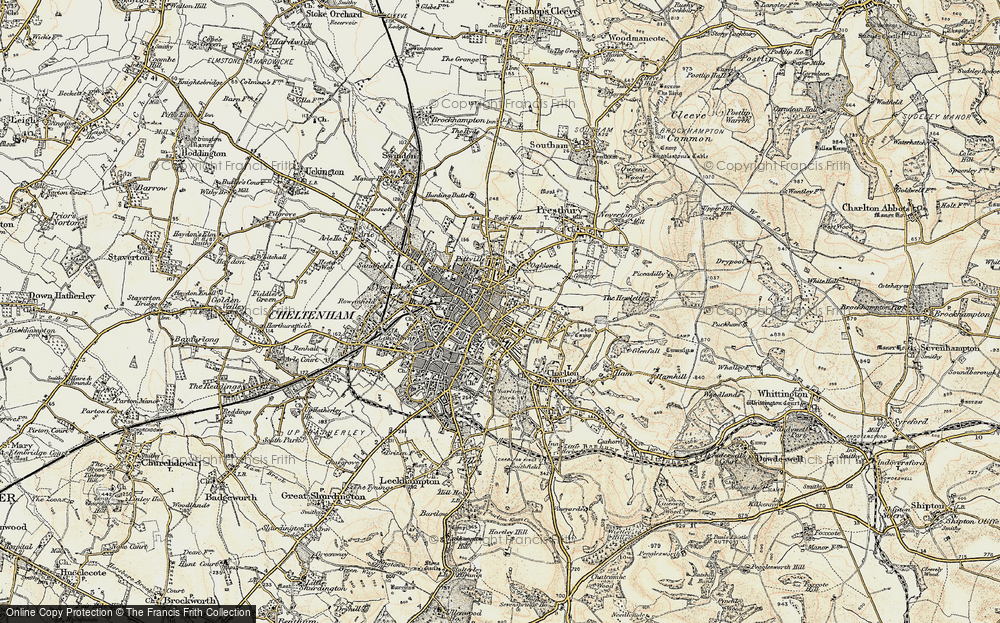 OLD ORDNANCE SURVEY MAP CHELTENHAM EAST 1884 FAIRVIEW PITTVILLE BATTLEDOWN 