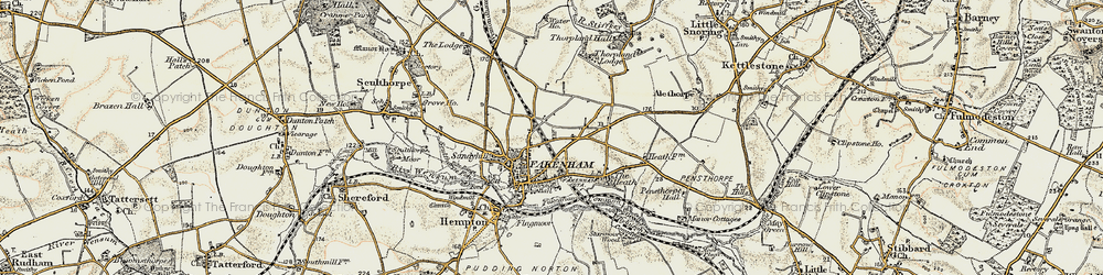 Old map of Fakenham in 1901-1902