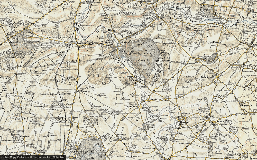 Old Map of Fakenham Magna, 1901 in 1901
