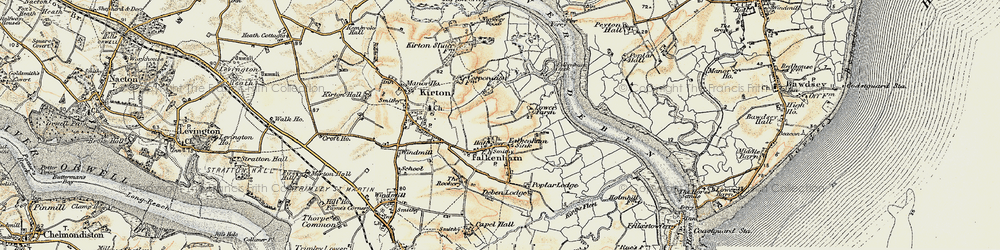 Old map of Falkenham Sink in 1898-1901