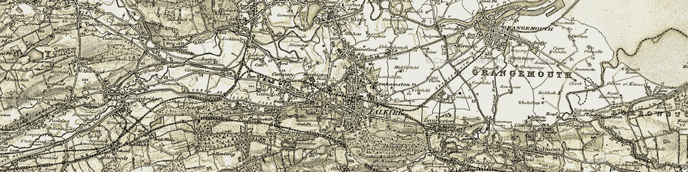 Old map of Falkirk in 1904-1907