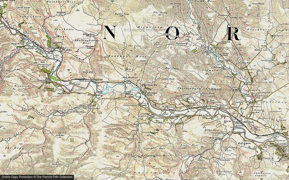 Old Map of Falstone, 1901-1904 in 1901-1904