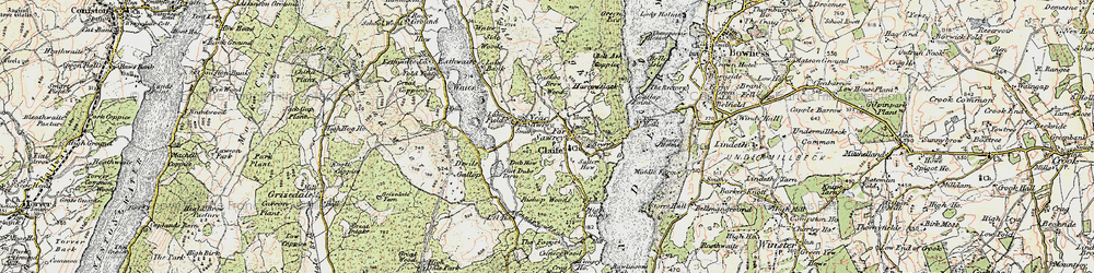Old map of Far Sawrey in 1903-1904